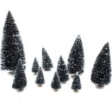 Feeric lights and christmas kerstdorp miniatuur boompjes - 10x stuks