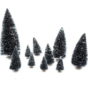 Feeric lights and christmas kerstdorp miniatuur boompjes - 10x stuks