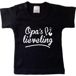 Kinder - shirt - t-shirt - Opa's lieveling - maat: 92 - kleur: zwart - 1 stuks - opa - opa cadeau - kinderkleding - kinderkleding jongens - kinderkleding meisjes - baby kleding