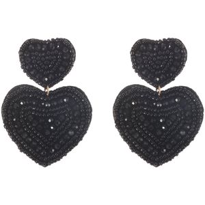 The Jewellery Club - Nove earrings black - Oorbellen - Dames oorbellen - Kralen oorbellen - Zwart - 4,5 cm