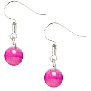 Bixorp Gems Roze Botswana Agaat Oorbellen - Edelsteen Kralen Oorhangers - Cadeau voor Meisjes & Vrouwen