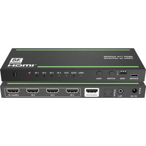 NÖRDIC HDMI 2.1 Switch - HDMI Switch 8K - 4 naar 1 - HDR Dolby Atmos - HDMI Audio Extractor