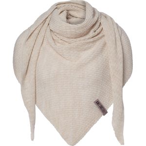 Knit Factory Gina Gebreide Omslagdoek - Driehoek Sjaal Dames - Dames sjaal - Sjaal voor de lente, zomer en herfst - Stola - Beige - 190x85 cm