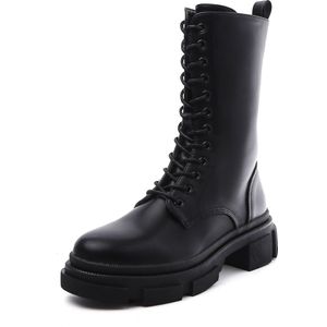 SmileFavorites® Veterboots - Zwart - Imitatieleer - Maat 38 -