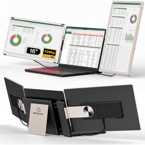 Portable Monitor 16"" Inch Tri Screen - Geschikt voor laptops van 13"" t/m 17.3"" Inch - Gratis Reistas - Laptop scherm extender - Draagbare monitor - 16 inch monitor