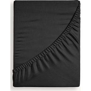 Y-NOT - Crispy Cotton Hoeslaken Matras - 160x200 - tot 25 cm matrasdikte - 100% Katoen - 180 draaddichtheid - Zwart