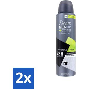 Dove Men+Care Deodorant Spray - Invisible Fresh - 150 ml - Voordeelverpakking - 2 stuks