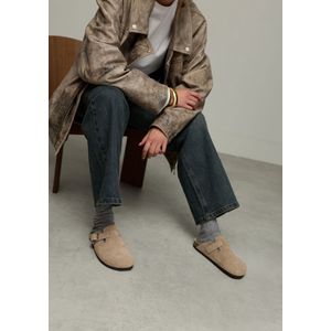 Sacha - Muiltjes - Taupe - Suède Clogs met Gesp