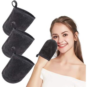 Unyqoos® Zachte herbruikbare microvezeldoekjes voor make-up verwijderen met alleen water, set van 3, donkergrijs