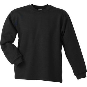 James and Nicholson Unisex Open Hem Sweatshirt (Zwart)