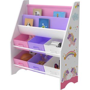 Kinderrek Rigby - Speelgoedkast - 74x62x265 cm - Eenhoornmotief - Voor jongens - Voor meisjes