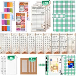 Budgetbinder geldorganizer PU-leder besparend groen plaid A6 formaat HTML content. .