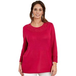 Trui van glanzend breisel met opengewerkt detail