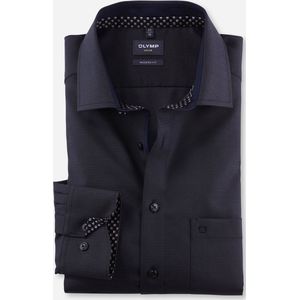 OLYMP modern fit overhemd - structuur - antraciet grijs (contrast) - Strijkvrij - Boordmaat: 42