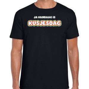 Bellatio Decorations Verkleed T-shirt voor heren - kusjesdag - zwart - carnaval - foute party XXL
