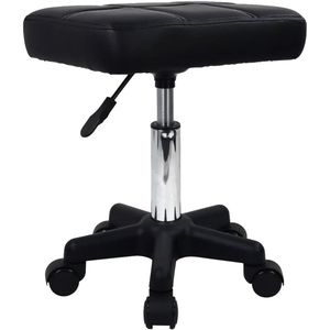 Verstelbare Draaibare Kruk - Met Wielen - Voor Spa en Massage - Zwart