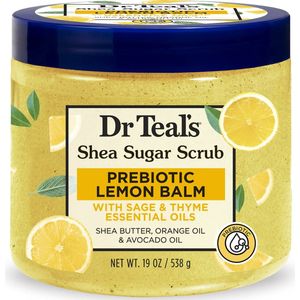 Dr Teal's Shea Sugar Body Scrub with Prebiotic Lemon Balm and Essential Oils - Sinaasappelolie en Avocado-olie - 538g