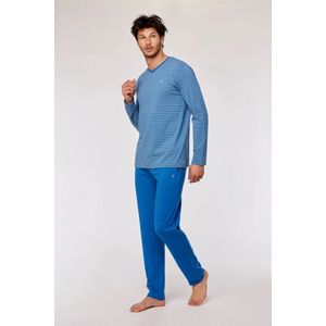 Woody pyjama heren - blauw/geel gestreept - 252-10-MVL-Z/924 - maat XXL