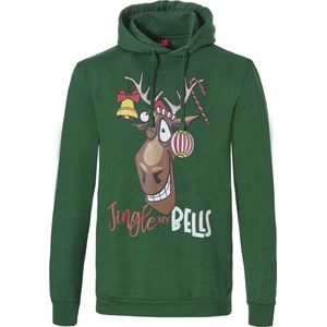 Heren Kersttrui Met Capuchon Jingle Bells Hoodie Kerst Print Groen - Maat M