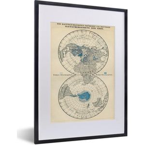 Fotolijst incl. Poster - Gletsjers op vintage wereldkaart - 30x40 cm - Posterlijst