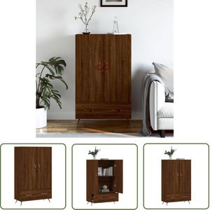 The Living Store Hoge kast 69,5x31x115 cm bewerkt hout bruin eikenkleur - Hoge Kast - Dressoir - Buffetkast - Houten Kast - Bruine Eiken Kleur