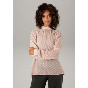 Aniston | Blouse | Gestippeld Transparant | Roze | maat 36