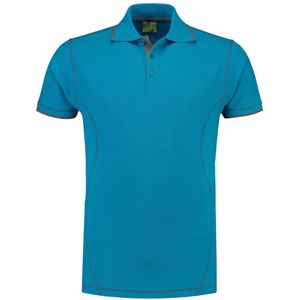 Lemon & Soda polo voor heren in de kleur turquoise in de maat S met contrast details.