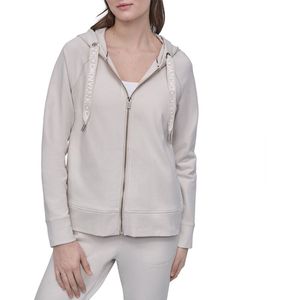 Dkny Two Tone Logo Sweatshirt Met Rits Beige XS Vrouw