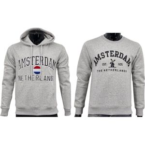 Hitman - 2-Pack - 1 x Hoodie en 1 x Sweater - Katoen - Holland Souvenirs - Amsterdam Souvenirs - Grijs - Maat L