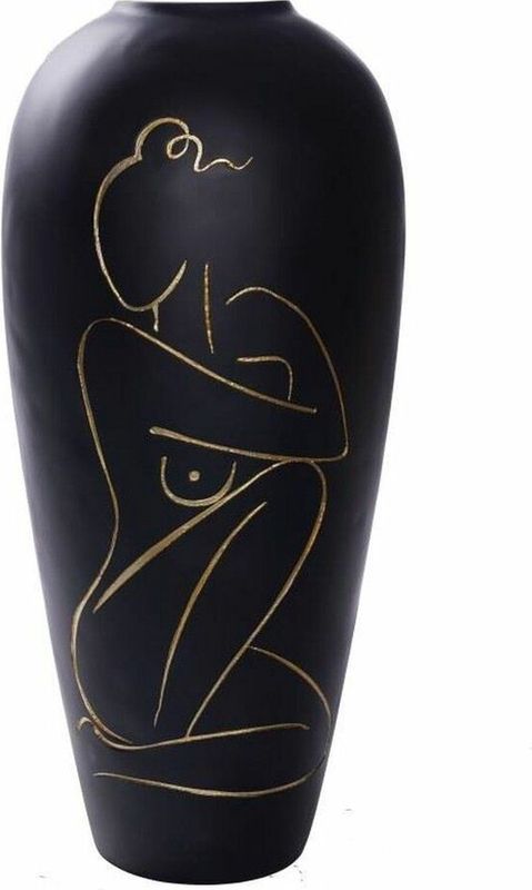 Vaas DKD Home Decor Vrouw Zwart Hars Modern (34 x 34 x 73,5 cm)