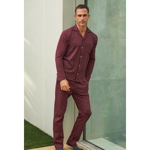 Barandi Herenpyjama Enrico – Bordeaux met Stippen – Doorknoopmodel – Lange Mouwen – Klassiek & Comfortabel - L