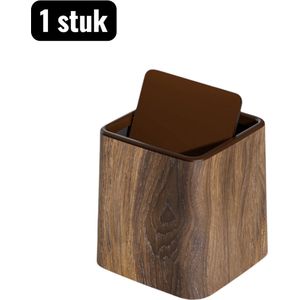 1 stuk - Prullenbak - Mini-prullenbak - Mini Bureau Prullenbak - Mini Prullenbak met Houten Look - Retro Design voor Bureau en Badkamer - Kleine Afvalbak voor Keuken en Slaapkamer - Houtnerfpatroon