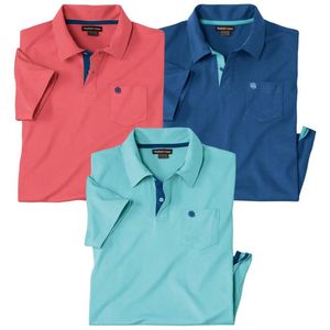 ATLAS FOR MEN - Set van 3 polo’s Casual Summer - Heren - Verkrijgbaar in grote maten - L