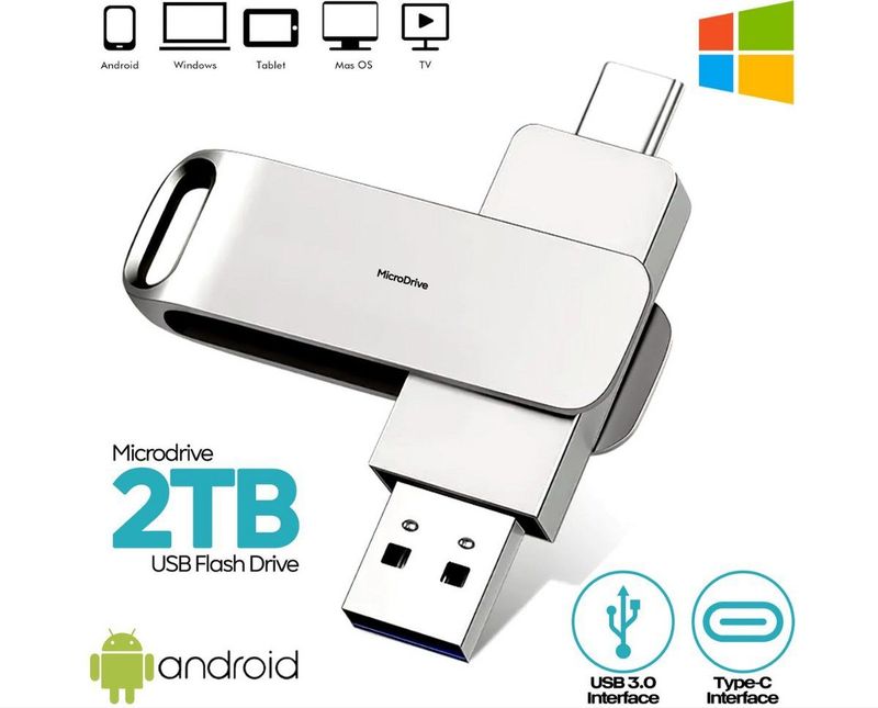 MicroDrive - Flash Drive - 2TB - USB 3.0/USB-C - Geschikt voor Android
