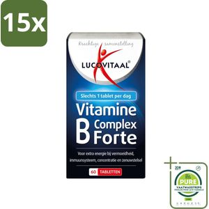 15 x Lucovitaal - Vitaminen - Vitamine B Complex Forte - 60 Tabletten - Grootverpakking - Vitamine B Complex - Energieboost - Zenuwstelsel - Mentale Prestaties - Immuunsysteem