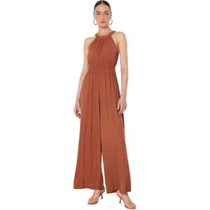 Trendyol Geweven Mini-Jumpsuit Met Kaneelbloemmotief En Trekkoord In De Taille Twoss23Tu00121