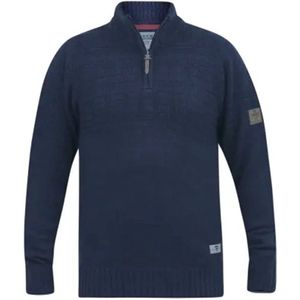 Duke 555 YATES 1/4 Zip Neck Jacquard gebreide trui Blauw Maat 4XL Big Men Size