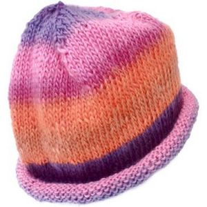 Handgebreide beanie roze, oranje, paars, damesmuts. Winter accessoires, mannen beanie, unisex slouchy hat, handgemaakte muts, gebreide muts.
