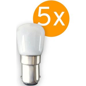 5 stuks | Ledmaxx LED B15d 2W 140lm 3000K Niet-Dimbaar | B15d / Ba15d (Ø1,5cm) | Warm Wit | 2 watt | 15.000 Branduren