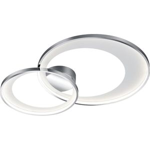 LED Plafondlamp - Torna Granity - 36W - Warm Wit 3000K - Dimbaar - Ovaal - Mat Chroom - Aluminium