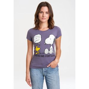 Logoshirt Vrouwen T-shirt Snoopy - Peanuts - Chicks Are Confusing - Shirt met ronde hals van Logoshirt - donkergrijs