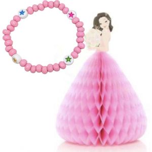 Armband met 3-D kaart- Prinses- licht roze- Verjaardag- Charme Bijoux
