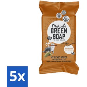 Marcel's Green Soap - Schoonmaakdoekjes - Sandelhout & Kardemom - Plantaardige vezels - 60 Doekjes - Bulkverpakking - 5 stuks
