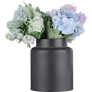 18,5 cm hoge brede mond keramische bloemenvaas voor thuisdecoratie Moderne hoge decoratieve vazen voor centrepieces, plank, tafel, keukenopslag (zwart)