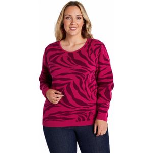 Zachte jacquard zebra trui met ronde hals