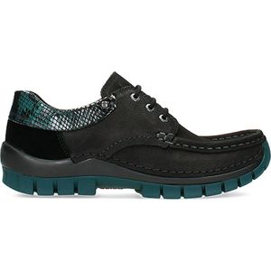 Wolky Veterschoenen Fly zwart/petrol nubuck