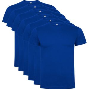 6 Pack Roly Dogo Premium Heren T-Shirt 100% katoen Ronde hals Konings Blauw, Maat S