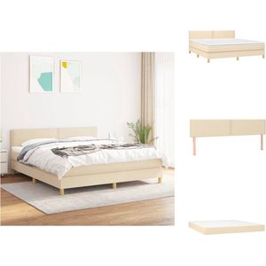 vidaXL Boxspringbed - Bed 160x200 cm - Crème/Wit - Bed