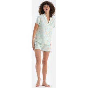 Dagi Bloemenprint Pyjamaset met Korte Mouwen, Overhemdkraag en Shorts met Normale Taille