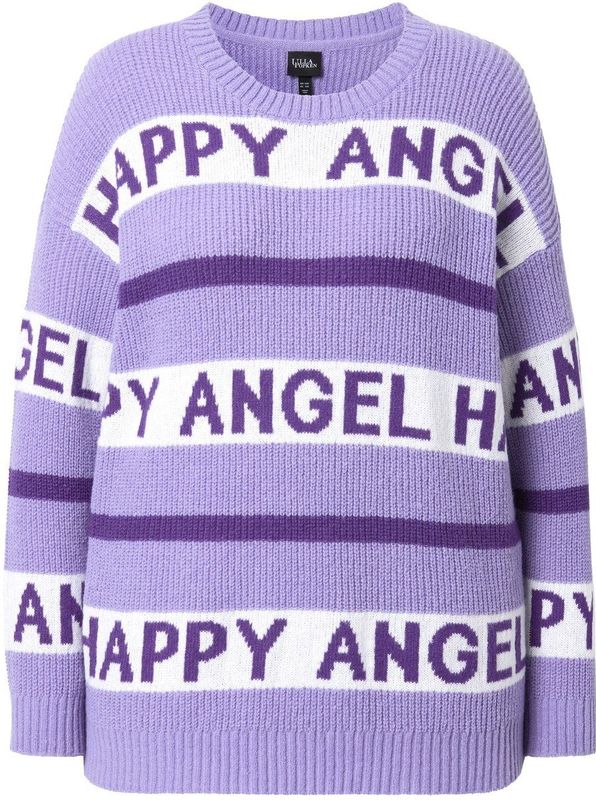 Angel of Style - Dames - Trui oversized Happy Angel-strepen - Seringpaars - Maat 42+